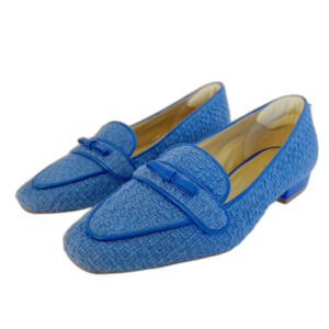 Like New Talbots Jane Bow Loafers Amherst Tweed in Capri Blue Flats Size 7.5